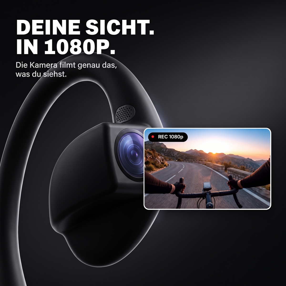 Die Kamera der RADEO Kopfhörer filmt deine Sicht in 1080p
